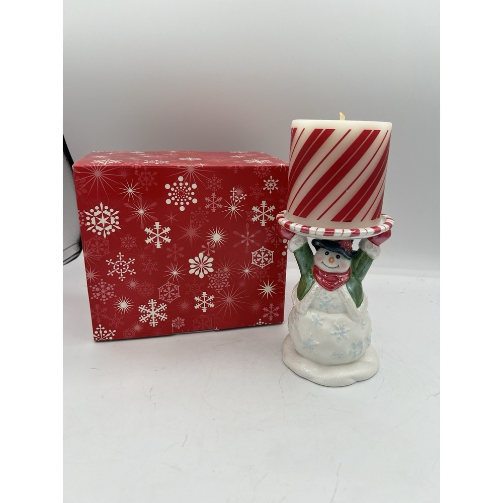 ⛄️ Avon 2002 Festive Holiday Snowman Candleholder with Candle – NIB (New in Box)